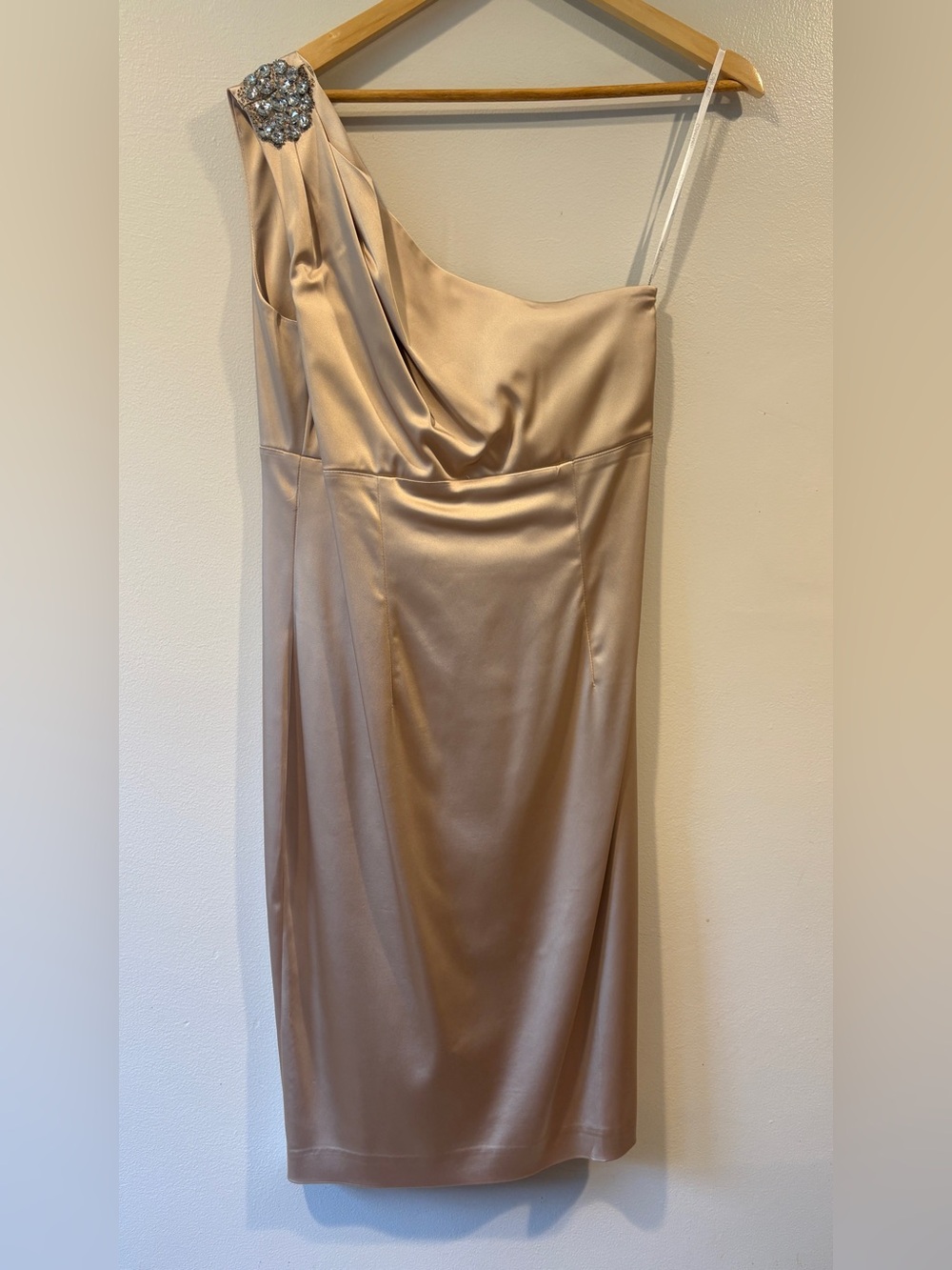 Calvin Klein Satin Slip Dress in Champagne Gold